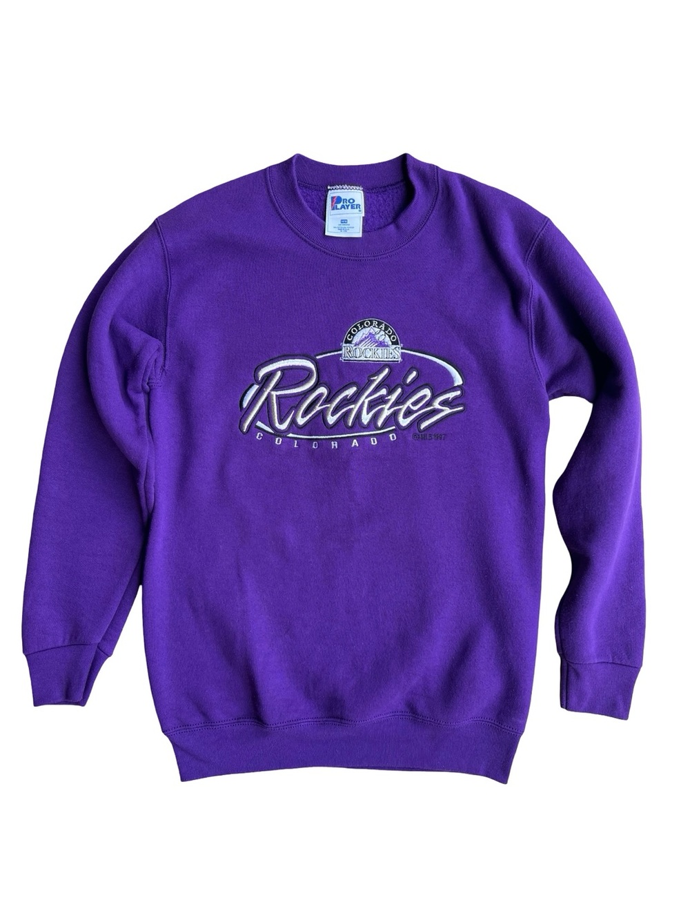 VTG 90s Colorado Rockies Embroidered Pro Player Sweatshirt‎ Youth 14/16 USA-Made